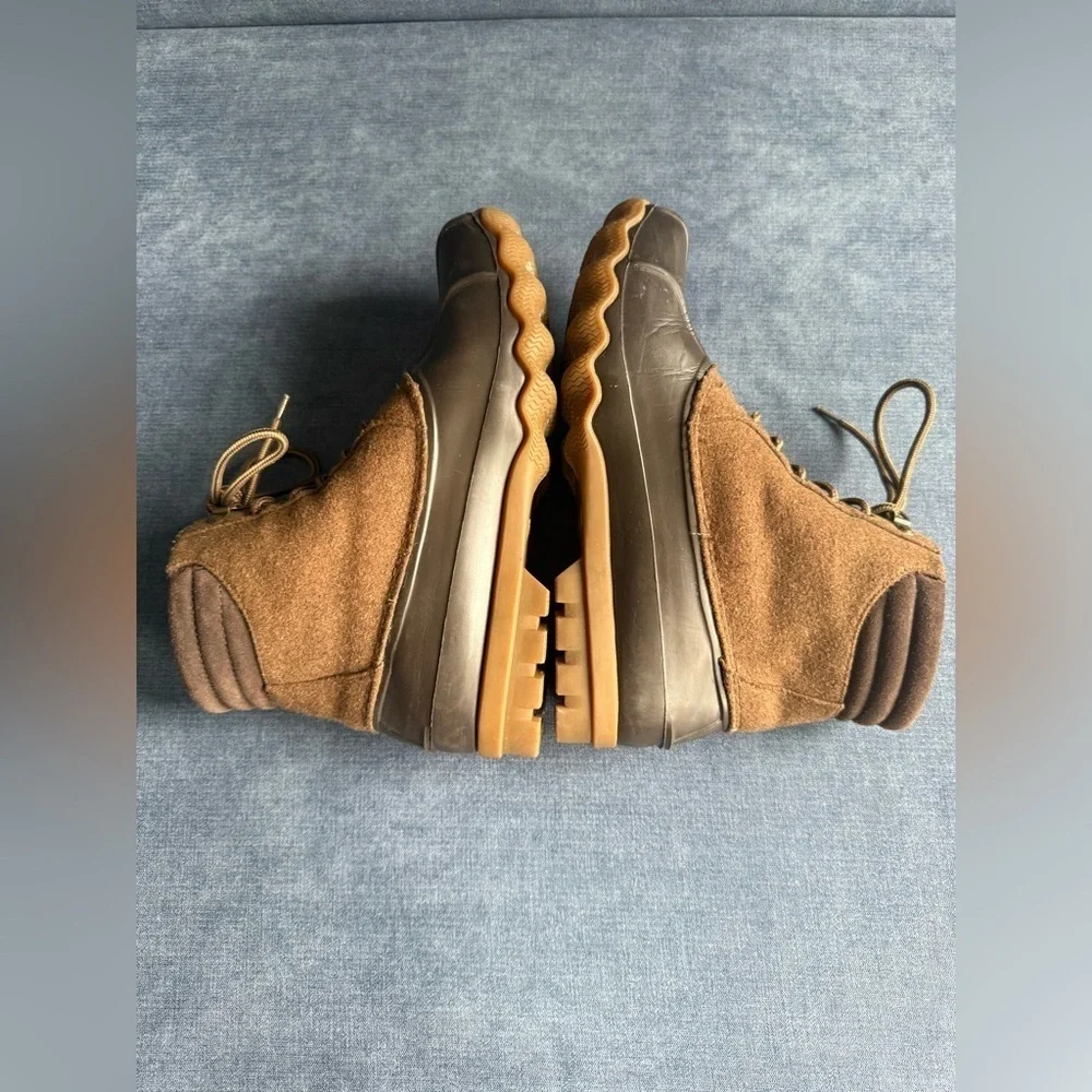 Sperry Avenue Duck Boots Men’s SZ 8 Rubber Lace Up Wool Outdoor Brown Hiking